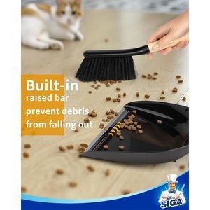 Set Portatile di Scopa e Paletta con Manico in Bambù Nero, 1 Set di Paletta e Spazzola per Pulizia - Product Image 4