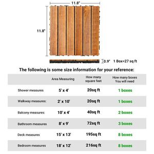27pcs Wood <b>Interlocking</b> Deck <b>Tiles</b> 11.8"x11.8" Waterproof Indoor Outdoor Flooring Patio Wood Decking for Patio Use - Product Image 6