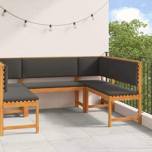 Juego de banco de jardín de madera maciza de acacia marrón de 5 piezas - Product Image 1