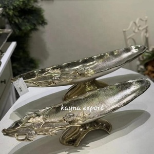 Cuencos para Frutos Secos de Aluminio Pulido Hechos a Mano, Diseño de Palmera Dorada, Acabado Plateado, Plato Decorativo de Lujo para Bodas y Fiestas - Product Image 3