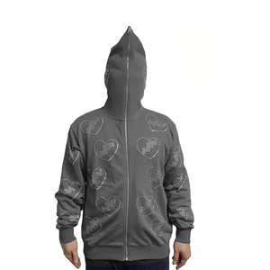 Wholesale Digital Printing New Arrival Full Face Hoodie Heavyweight Print Oversized Plain Full <b>Zip</b> <b>up</b> Thermal Hoodie - Product Image 6