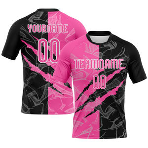 Personnalisez votre logo d'équipe, maillot de volley-ball en polyester rose et noir respirant et anti-transpiration pour hommes, ensemble uniforme d'équipe adulte - Product Image 1