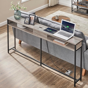 SUKAVINA Console <b>Table</b> with Outlet and Shelves, Sofa <b>Table</b> with Charging Station, Entryway <b>Table</b> for Hallway, Living Room - Product Image 2