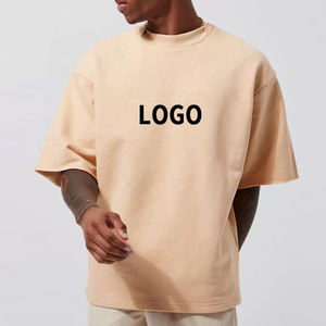 T-shirt décontracté surdimensionné en molleton de coton respirant et écologique de 120 grammes pour homme, épaules tombantes, haute qualité, vente en gros, personnalisable - Product Image 1