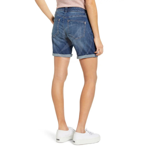 กางเกงยีนส์ขาสั้นทรงตรงสีเข้มสำหรับผู้หญิงไซส์พลัส เอวสูง สวมใส่สบายๆ กางเกงยีนส์ขาสั้นไซส์พลัสสำหรับผู้หญิง - Product Image 2