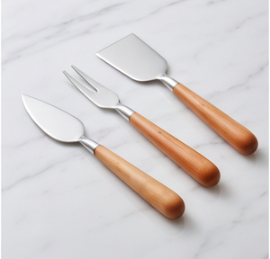 Cuchillo para queso y mantequilla con mango de madera, juego de cuchillos para queso de acero inoxidable con esparcidor de queso para utensilios de cocina - Product Image 3