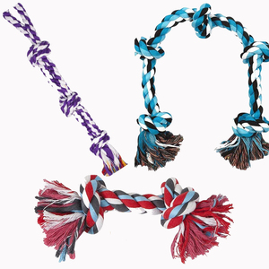 Jouets à mâcher pour chiens de couleur aléatoire 3 noeuds de haute qualité Double noeud coton tressé corde pour chien chiot mâche corde à dents de nettoyage pour animal de compagnie - Product Image 6