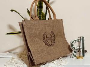 High Demand EcoDari Fashion Natural Jute Gift <b>Bags</b> Non Woven Handles <b>Medium</b> <b>Size</b> Wedding Party Shops Retail Use Wholesale Supply - Product Image 4