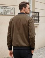 Blouson Bomber Classique Marron en Daim PU pour Hommes, Veste Décontractée Zippée, Vente en Gros, Logo Personnalisé, Fabricant de Vêtements OEM