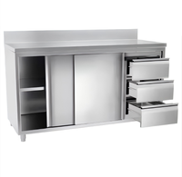 Table de travail modulaire en acier inoxydable 304 brossé mat avec étagère arrière pour cuisine commerciale et restaurant