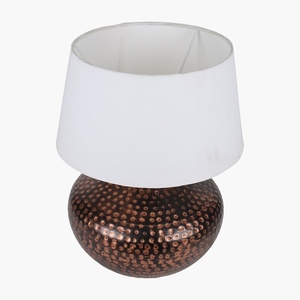 Modern design <b>Rustic</b> Hammered Copper Table Lamp Modern Bedside Nightstand Light White Fabric Shade Vintage Metal <b>Desk</b> Lamp - Product Image 2