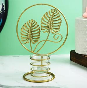 Golden Monstera Leaf <b>Tea</b> Light Holder Brass Candle <b>Stand</b> Home Decoration Heat Resistant Metal Lantern - Product Image 3