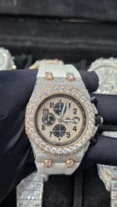 Nouveauté : Chronographe pour homme en or plaqué or, avec cadran en cristal de saphir et moissanite, édition limitée, style hip-hop de luxe - Product Image 5