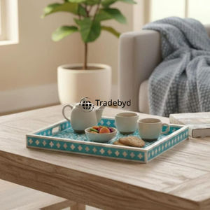Bandeja Moderna Hecha a Mano con Incrustaciones de Hueso, Decoración Premium para Mesa de Centro, Estilo de Tradebyd - Product Image 1