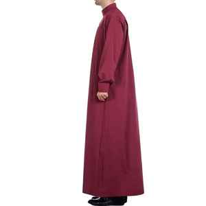 Kaftán para Hombre, Jilbab, Jubba, Thobe, Color Granate, Satén de Algodón, Estilo Árabe Saudí, Jalabiya Turca, Túnica Masculina, Abaya, Thobes Transpirable - Product Image 5