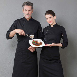 Uniforme de restaurant professionnel, vêtements de chef unisexes, uniformes de restauration, vêtements de travail unisexes, veste de chef à manches longues 100% coton - Product Image 5