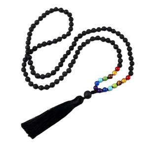 Collar Mala 108 para Yoga, piedra preciosa de cuarzo rosa Natural, cuentas de oro y oro amarillo, borla espiritual, regalo Mala largo - Product Image 1