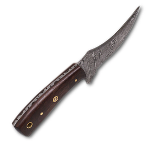 Cuchillo de Caza/Desollador Personalizable de Acero Inoxidable de Grado Industrial OEM con Mango de Madera Pakka y Funda de Cuero Hecho a Mano ZA DAMASCUS - Product Image 2
