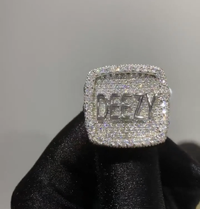 Mens 925 Silver Moissanite Custom <b>Name</b> Signet <b>Ring</b> Iced Statement Pave Luxury Pinky <b>Ring</b> Personalized Gift for Men - Product Image 1