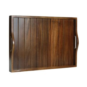 Plateau de service rectangulaire en bois massif durable et personnalisé avec poignées, plateau décoratif pour salon, chambre, entrée et cuisine - Product Image 1