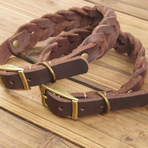 Durable <b>braided</b> pet collar offering secure fit and premium comfort for active Leather <b>Braided</b> Dogs pet Collars for sale - Product Image 2