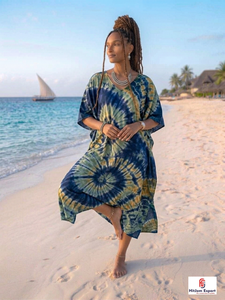 Elegant Premium Stylish Printed <b>Kaftan</b> Dress Women Beach Wear Loose Fit Soft Fabric <b>Summer</b> Manufacturing Supply - Product Image 3