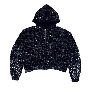 Sudadera con Capucha Unisex Negra de Felpa Regular con Cierre Frontal Antiarrugas, Ropa Casual 100% Algodón - Product Image 2