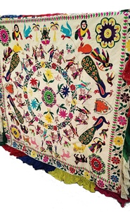 Tapiz Bordado Indio Kutchi Antiguo, Estilo Pastel Vertical, de Algodón, para Decoración de Pared, Ideal para Cumpleaños o Primavera - Product Image 3