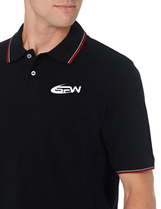 เสื้อโปโลแขนสั้นสีดำสำหรับผู้ชาย ปักโลโก้ ผ้าปิเก้ สวมใส่สบายๆ - Product Image 6