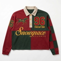 Maillot de rugby rayé court Snowgrace Atlanta, respirant, avec logo brodé, col rabattu, coupe décontractée, unisexe, vêtements pour adultes