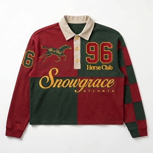 เสื้อรักบี้ลายทางสั้น Snowgrace Atlanta ระบายอากาศได้ดี ปักโลโก้ คอปกพับได้ ทรงหลวม ใส่ได้ทั้งชายและหญิง สำหรับผู้ใหญ่ - Product Image 1
