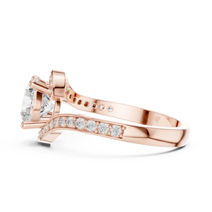 Bague de fiançailles en or rose avec diamant de laboratoire, sertissage halo pavé, fabricant de bijoux fins sur mesure pour mariages - Product Image 3