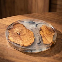 Plateau en bois de luxe de qualité supérieure avec incrustation en résine époxy, décoration moderne pour la maison, présentation sur table de bureau/salon/salle à manger, disponible en promotion