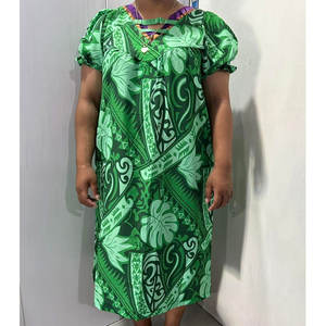 Vestidos Midi Mumu Micronesios Personalizados al por Mayor con Mangas Abullonadas y Diseño Polinesio - Product Image 1