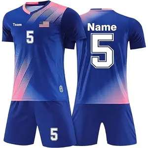 Toptan yeni tasarım nefes futbol forması özel Logo takım gömlek ve futbol T-Shirt futbol takımı için Set