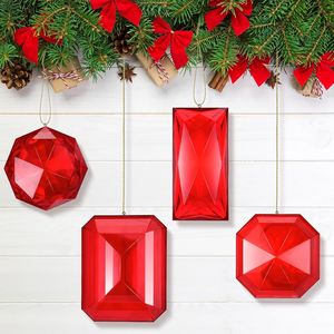 Set di 4 Decorazioni Natalizie Rettangolari in Acrilico da 3,9 "-6,2" con Glitter, Ornamenti per Albero di Natale, Palline Decorative da Appendere - Product Image 1