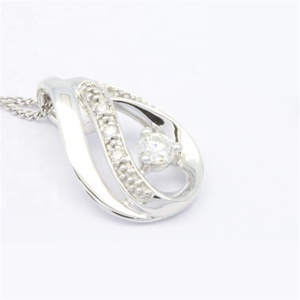 Pendentif Poire de Luxe en Or Blanc 18K 14K 9K avec Diamant Naturel Taille Ronde Brillante, Cadeau de Fiançailles, Parure de Bijoux Fins pour Femme - Product Image 5