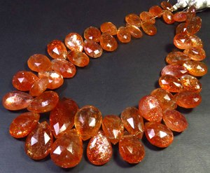 Perles de pierres précieuses naturelles africaines de haute qualité, en pierre de soleil orange scintillante, taille poire à facettes, qualité supérieure, 7-19 mm, brin de 8 pouces, pour bijoux - Product Image 5