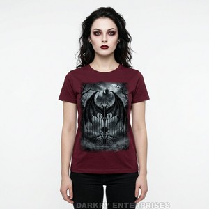 Camiseta para Mujer con Gráfico de Labios de Vampiro y Rosa, Estética de Romance Oscuro, Camiseta Negra, Fabricante de Ropa Personalizada, Ropa Gótica al por Mayor - Product Image 4