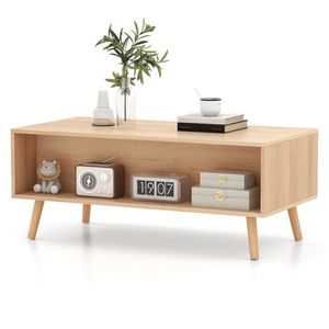 Table basse en rotin de style mid-century modern avec 2 tiroirs de rangement - Product Image 5