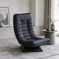 Fauteuil lounge pivotant à 360° en cuir, design japonais moderne, pour salle à manger, salon, chambre, coin lecture