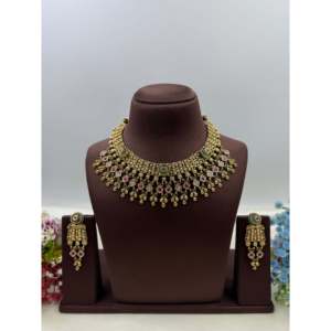 Indian Ethnic Tejal Premium Gold Plated Bridal Chorski Necklace & Earring <b>Set</b> - Product Image 1