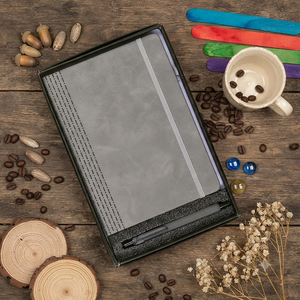 Aurelux RE008 Grey Leather Premium Diary Metal Pen Set 192 Pages Executive <b>Office</b> Stationery Box Corporate <b>Gift</b> for - Product Image 1