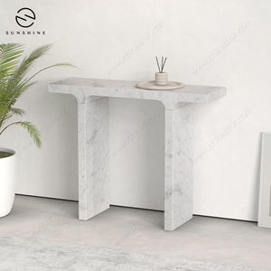 Designer Light Luxury Italian Marble <b>Console</b> <b>Table</b> Curved Glass Wood Living Room Bedroom House Villas Hotels <b>Storage</b> Model - Product Image 4