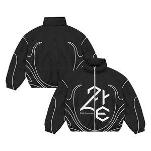 120 GSM Premium Polyester Taslon Windbreaker <b>Jacket</b> Black White <b>Grey</b> Color Block Panel Custom Heat Transfer Logo - Product Image 3
