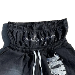 Custom <b>Mens</b> Terry 100% Cotton Distressed Acid Washed Mid Waist Quick Dry Eco-Friendly Streetwear <b>Sweat</b> <b>Shorts</b> - Product Image 3