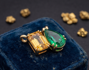 Colgante de Lujo con Zafiro Amarillo de Corte Esmeralda y Diamante Cultivado en Laboratorio de Corte Pera Verde Fantasía - Product Image 2
