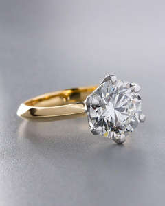 Anillo de Diamantes Redondos Brillantes de Lujo para Mujer, Oro Amarillo, Engaste de Diamantes Redondos, Joyería para Compromiso, Boda, Aniversario - Product Image 4