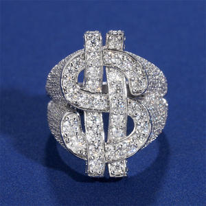 เครื่องประดับเงินแท้ 925 สเตอร์ลิง ดอลลาร์สหรัฐฯ แหวนเพชรโมอิสซาไนต์สไตล์ฮิปฮอปสำหรับผู้หญิงผู้ชาย - Product Image 1