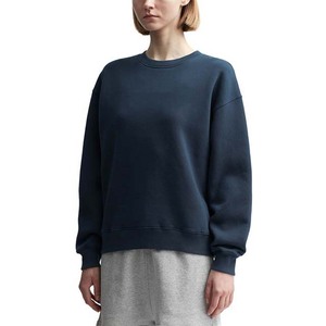 Sudadera de Mujer con Forro Polar Grueso de 320g, Cuello Redondo, Color Azul Marino, 100% Algodón, Ropa Casual de Invierno - Product Image 4